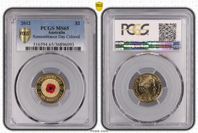 2012 $2 Remembrance Day Colorized MS65