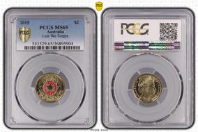 2015 $2 Lest We Forget Colorized MS65