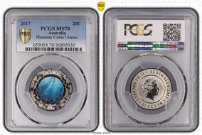 2017 20C Planetary Coins Uranus Colorized MS70