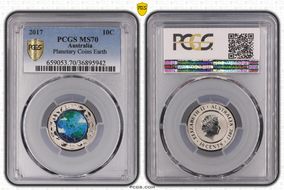 2017 10C Planetary Coins Earth Colorized MS70