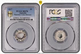 2017 5C Planetary Coins Mercury Colorized MS70