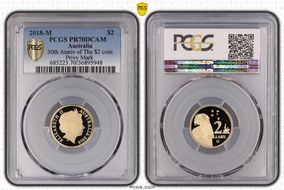 2018-M $2 30th Anniv of The $2 coin Privy Mark PR70DCAM