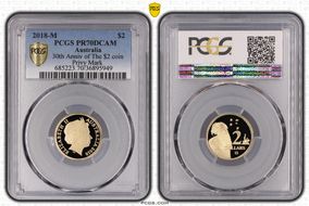 2018-M $2 30th Anniv of The $2 coin Privy Mark PR70DCAM