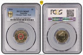 2016 $2 Olympic Team - Red Colorized MS65