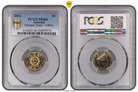 2016 $2 Olympic Team - Yellow Colorized MS66