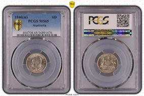 1946(m) 6D KM-38a  Ag MS65