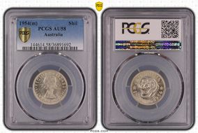 1954(m) Shil KM-53  Ag AU58