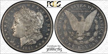 1891-O $1 MS63+ DMPL