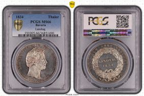 1834 Thaler KM-A765 Landtag MS66