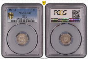 1834-A 1/4 Dr KM-18  Ag MS64