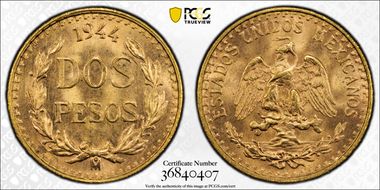 1944-Mo 2 Peso MS66