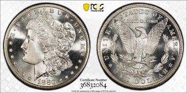 1880/79-S $1 VAM 9, Doubled 18-0 MS67+