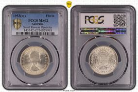 1953(m) Florin Small Rev. Denticles KM-54  Ag MS62