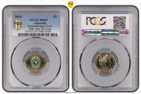 2018 $2 Remembrance Dove Colorized 30th Ann. $2 Coin MS67