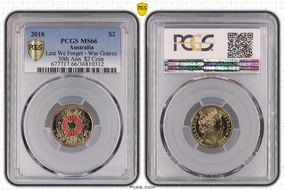 2018 $2 Lest We Forget - War Graves 30th Ann. $2 Coin Colorized MS66