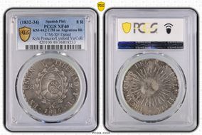 (1832-34) 8 R KM-44.2 C/M on Argentina 8R XF40