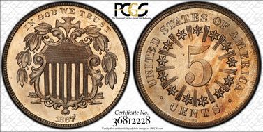 1867 5C Rays PR66CAM