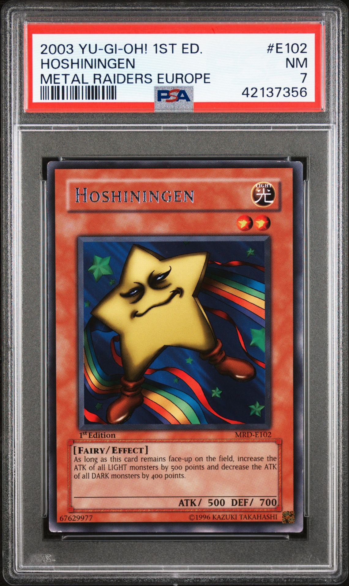 2003 Yu-Gi-Oh! YU-GI-OH! MRD-METAL RAIDERS EUROPE #E102 Hoshiningen front
