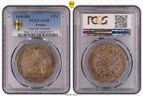 1848-BB 5 Fr Gad-683 F-326 Hercule AU53
