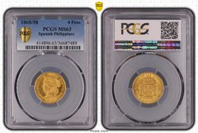 1868/58 4 Peso KM-144 MS63