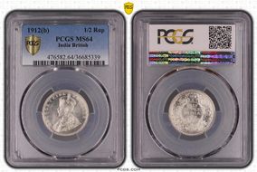 1912(B) 1/2 Rup SW-8.65 MS64