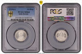 1916(C) 1/4 Rup SW-8.154 MS64