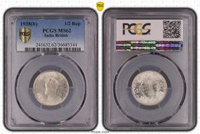 1938(B) 1/2 Rup SW-9.43 MS62