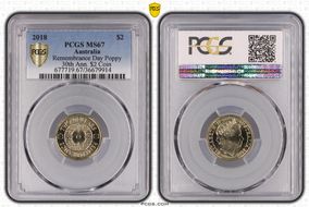 2018 $2 Remembrance Day Poppy 30th Ann. $2 Coin MS67