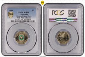 2018 $2 Remembrance Dove Colorized 30th Ann. $2 Coin MS66