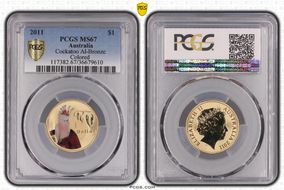 2011 $1 Cockatoo Al-Bronze Colorized MS67