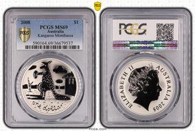 2008 $1 Kangaroo Ag Mombassa MS69