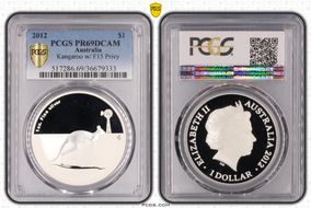 2012 $1 Kangaroo Ag F15 Privy PR69DCAM