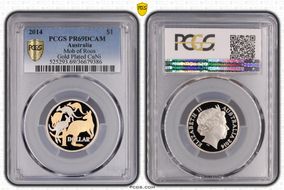 2014 $1 Mob of Roos CuNi Partial Gilt PR69DCAM