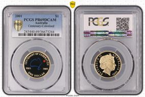 2001 $1 Centenary-Colorized PR69DCAM