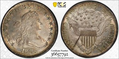 1806 50C Pointed 6, Stem MS65