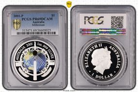 2001-P $1 New Millenium Colorized PR69DCAM