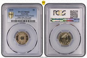 2018 $2 Remembrance Day Poppy 30th Ann. $2 Coin MS66