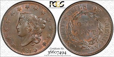 1819 1C N-8 MS64+ BN