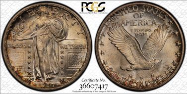 1917-D 25C Type 2 MS67+
