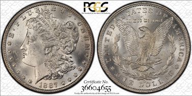 1887-O $1 VAM 5 Doubled Stars MS64