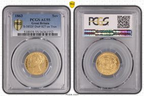 1863 Sov S-3852F Die# 827 on Trun AU55