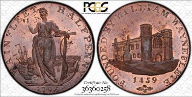 1793 Tk 1/2D DH-8 Lincolnshire Wainfleet MS65RB