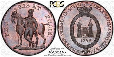 1795 Tk 1/2D DH-33 Suffolk, Hoxne MS65+ RB