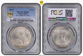 1874 5 Fr St. Gallen R-1156a MS66