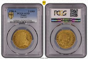 1786-A 2 LDO Gad-363 No Dot, 1st Sem. AU53