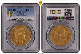 1866-BB 100 Fr Gad-1136 F-551 AU53