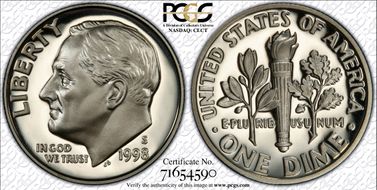 1998-S 10C Silver PR70DCAM
