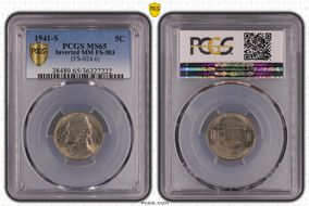 1941-S 5C Inverted MM, FS-503 MS65
