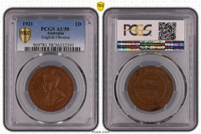 1921 1D English Obverse AU58BN