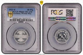 1922-E 50 Pfg J-301 PR66+ DCAM
